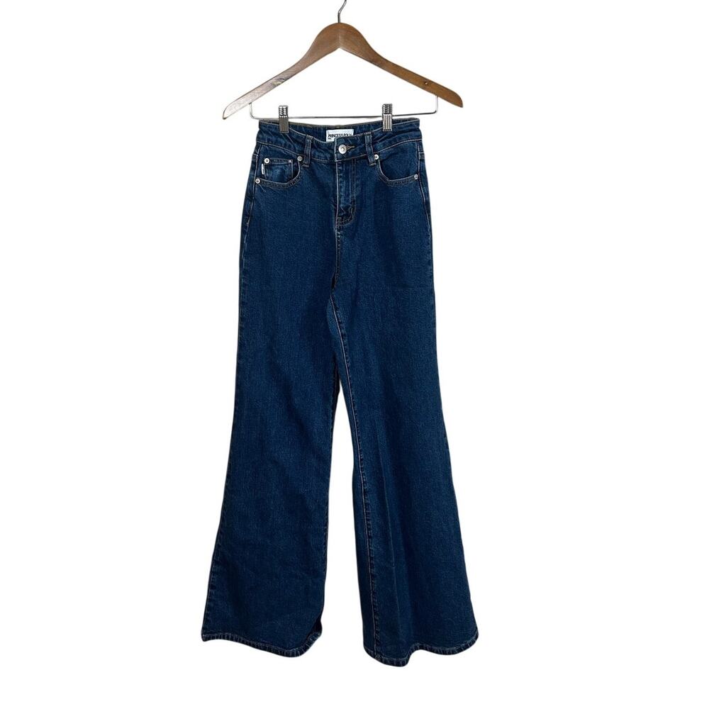 Princess Polly blue high-rise wide-leg jeans size 2